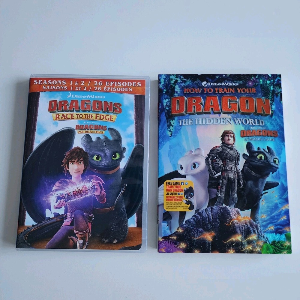 How to Train Your Dragon 2 DVD Lot The Hidden World + Dragons Race‎ To The Edge